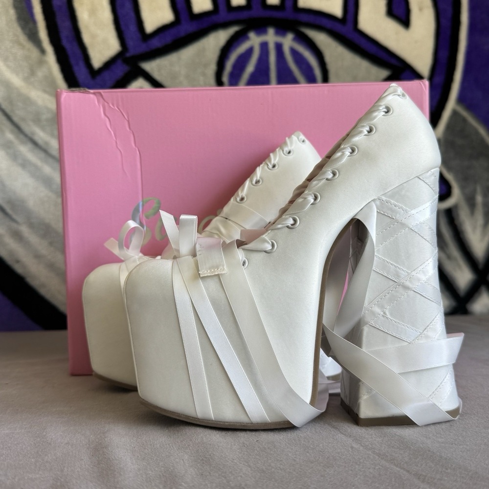 Size 7 - Dolls Kill Sweet Sonata Ballet Wrap Platform Heels shoe Sugar Thrillz